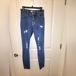 Rockstar Skinny High Rise Secret Slim Pocket Distressed Jeans Sz 2 Tall